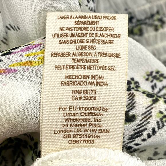 Free People Floral Peasant Dress Womens S Ivory Sheer Tiered Ruffles Boho Flowy - Picture 10 of 11